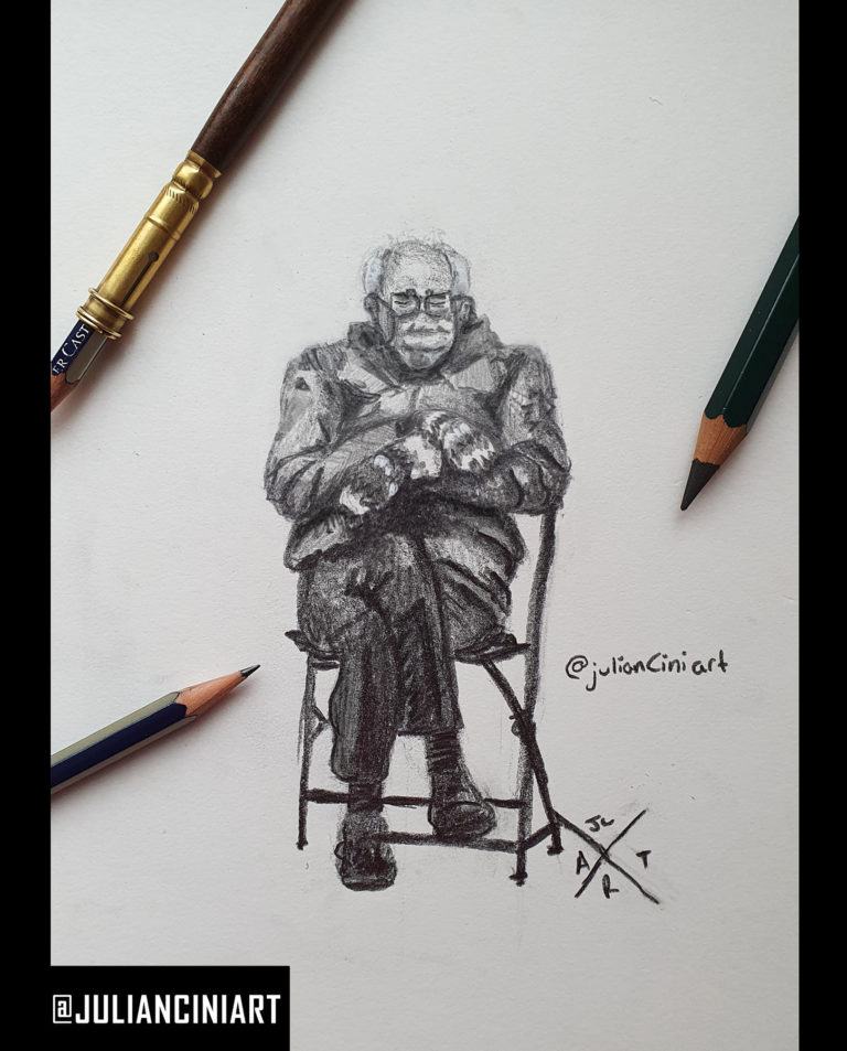 Bernie Sanders Small Pencil Drawing